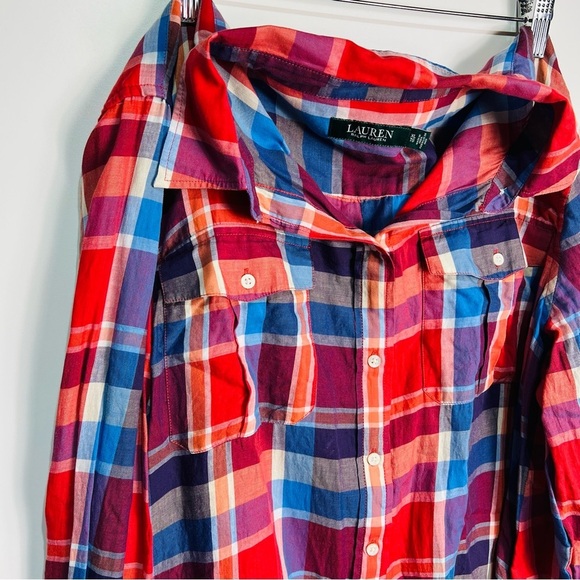 Lauren Ralph Lauren Plaid Button Down Shirt Top Long Sleeve size XL - Picture 2 of 7